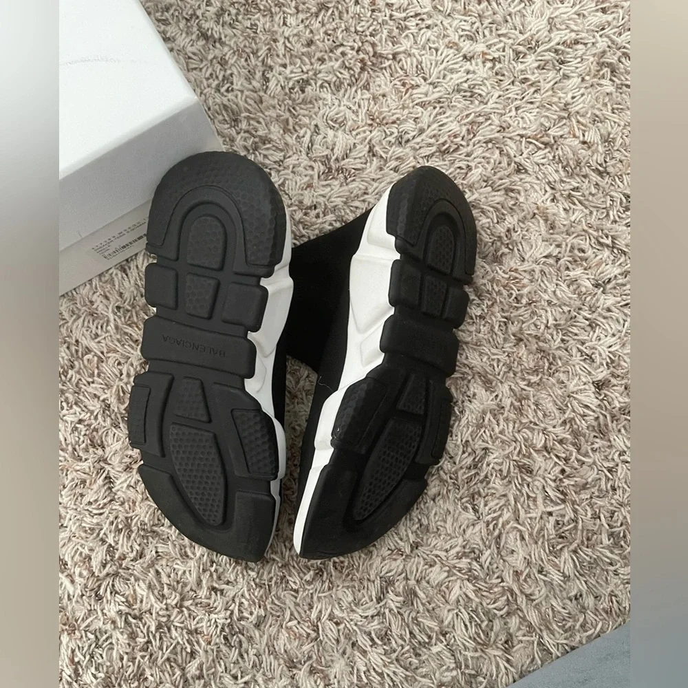 Balenciaga Black and White Speed Trainer Sock Sneakers